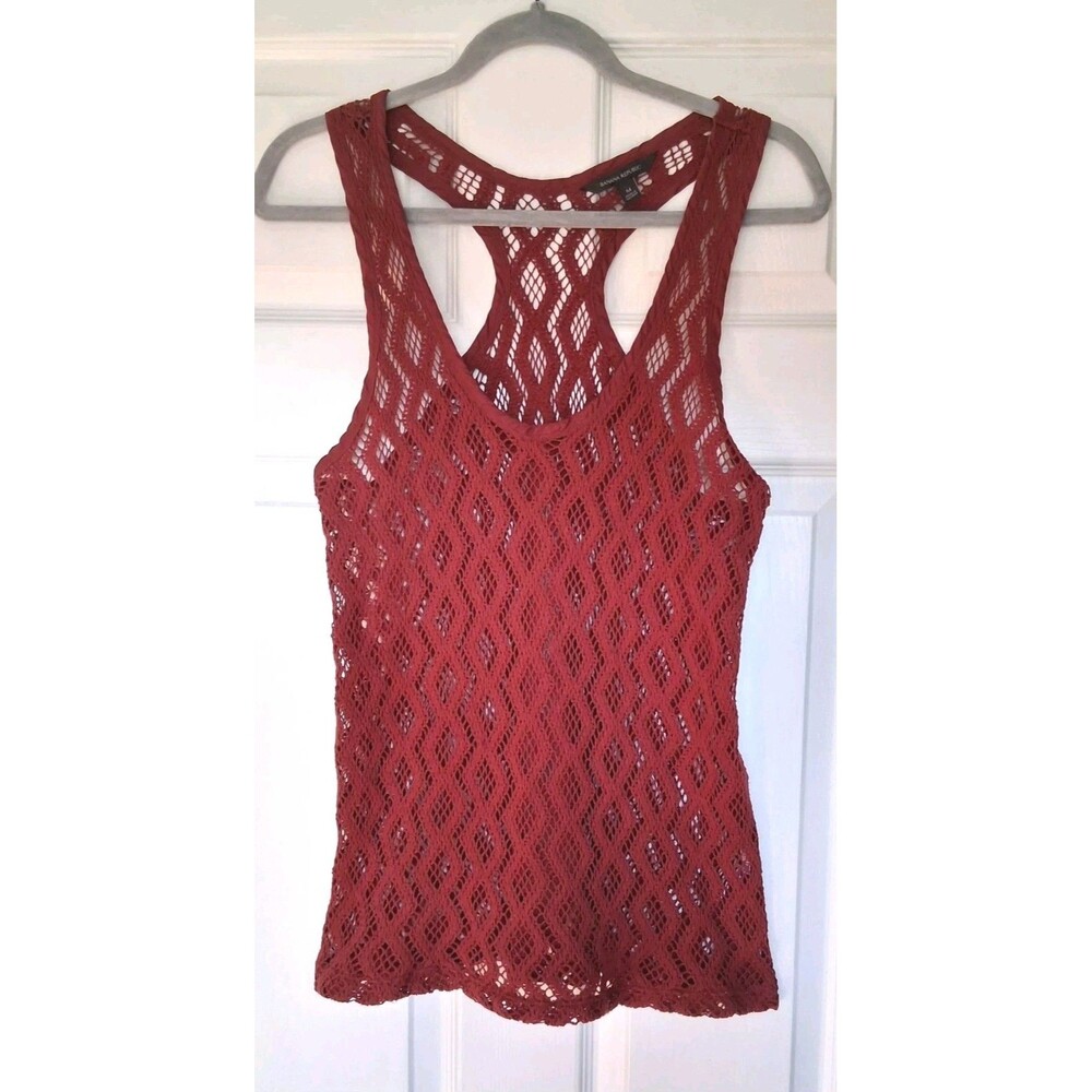 Banana Republic Brick Red Crochet Open Knit Racerback Tank Top M Boho